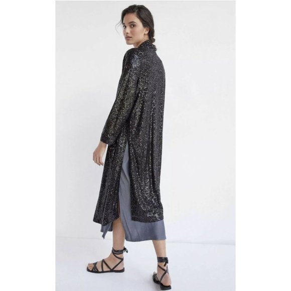 Anthropologie Dulcinea Sequin Black Duster Size XS